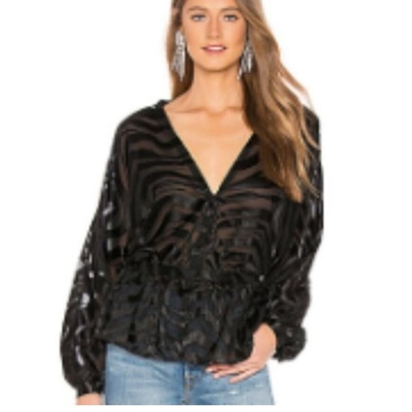 L’Academie The Diane Semi Sheer Burnout Blouse - Picture 1 of 16